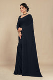 Georgette Weightless Black Saree With Grain Texture