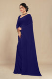 georgette weightless light navy blue saree with grain texture