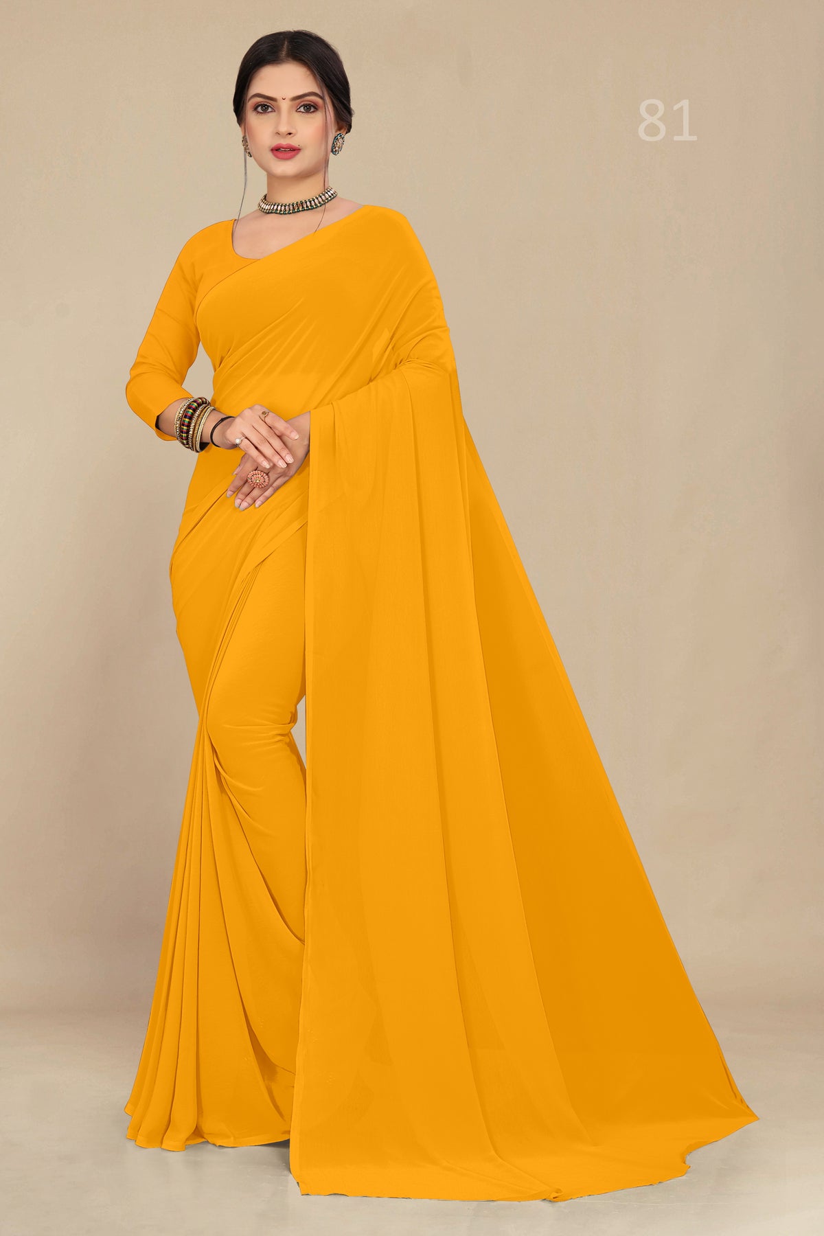 georgette weightless light mango saree with grain texture