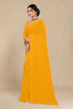 georgette weightless light mango saree with grain texture