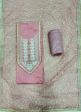 Pink Chanderi Embroidery Unstitched Salwar Suit With Organza Dupatta