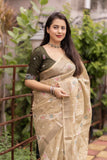 Pure Linen Embroidery saree