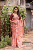 Pure Linen Embroidery saree