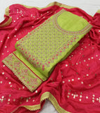 Mint Green Silk Embroidery unstitched Salwar Suit