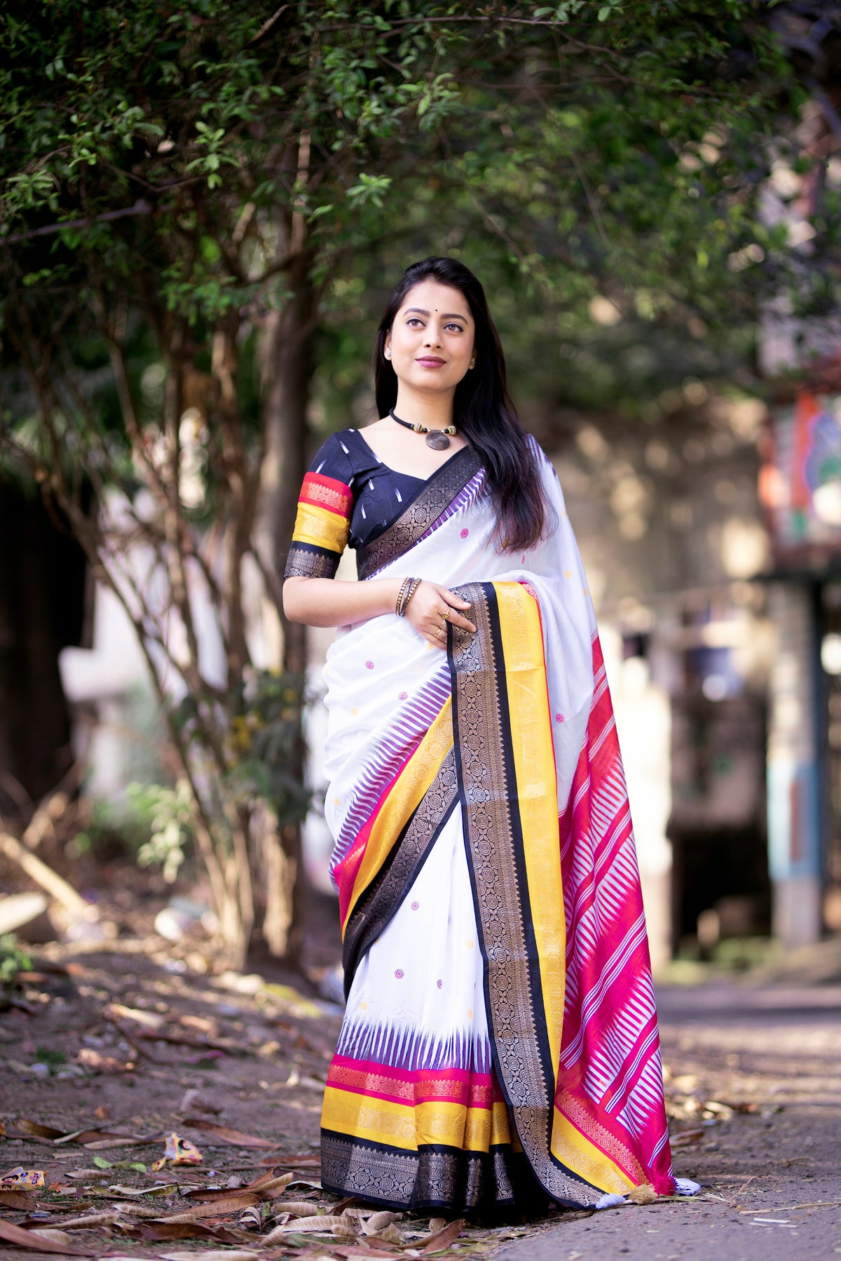 Soft Cotton Crape Saree with Woven Zari boarder