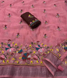 Pure Linen Embroidery saree