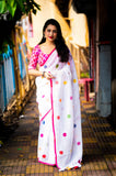 Soft Linen Polka Dot Print Saree