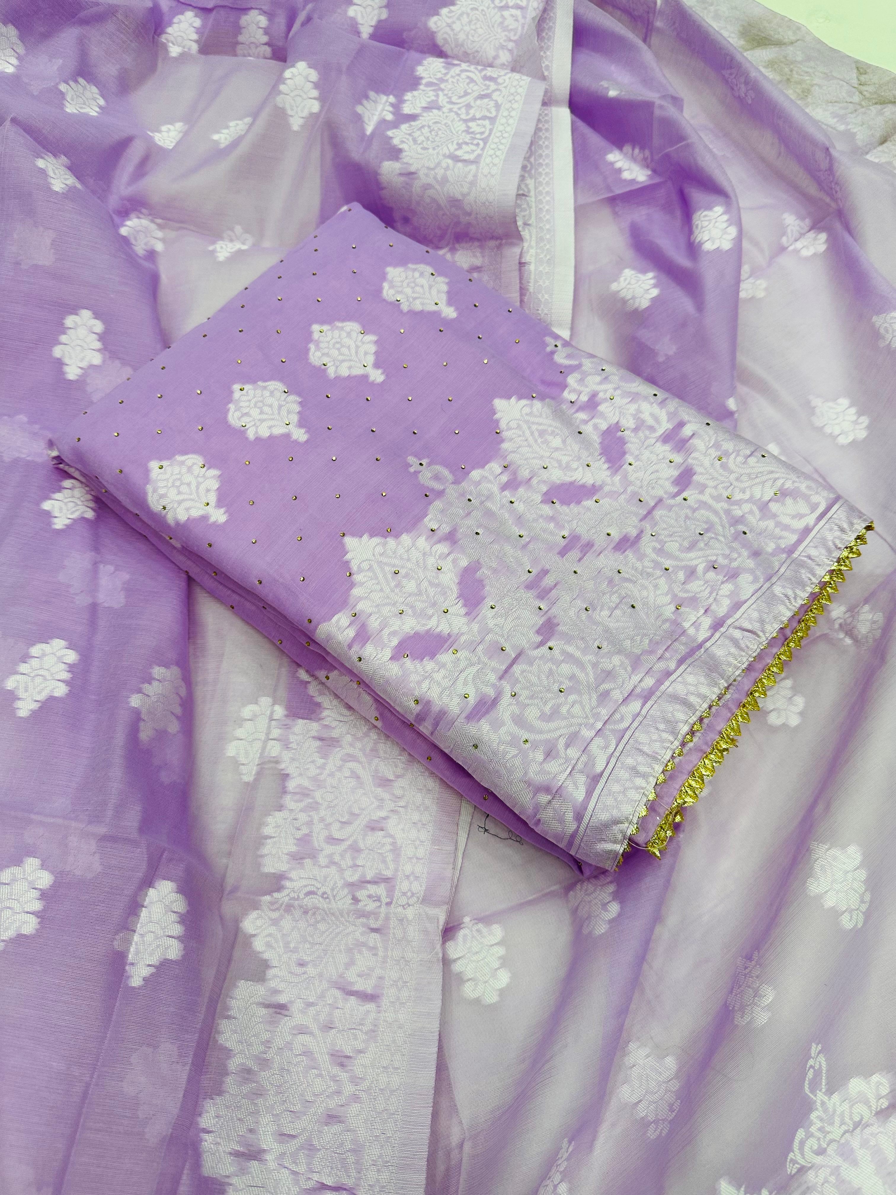 Purple Chanderi unstiched salwar suit