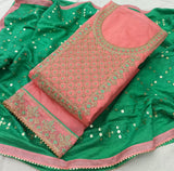 Dark pink Silk Embroidery unstitched Salwar Suit