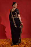 Faux Georgette Sequence Embroidery Saree With Waist Belt