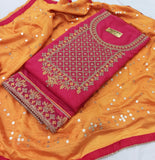 Rani Silk Embroidery unstitched Salwar Suit