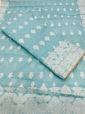 Sky blue Chanderi unstitched salwar suit