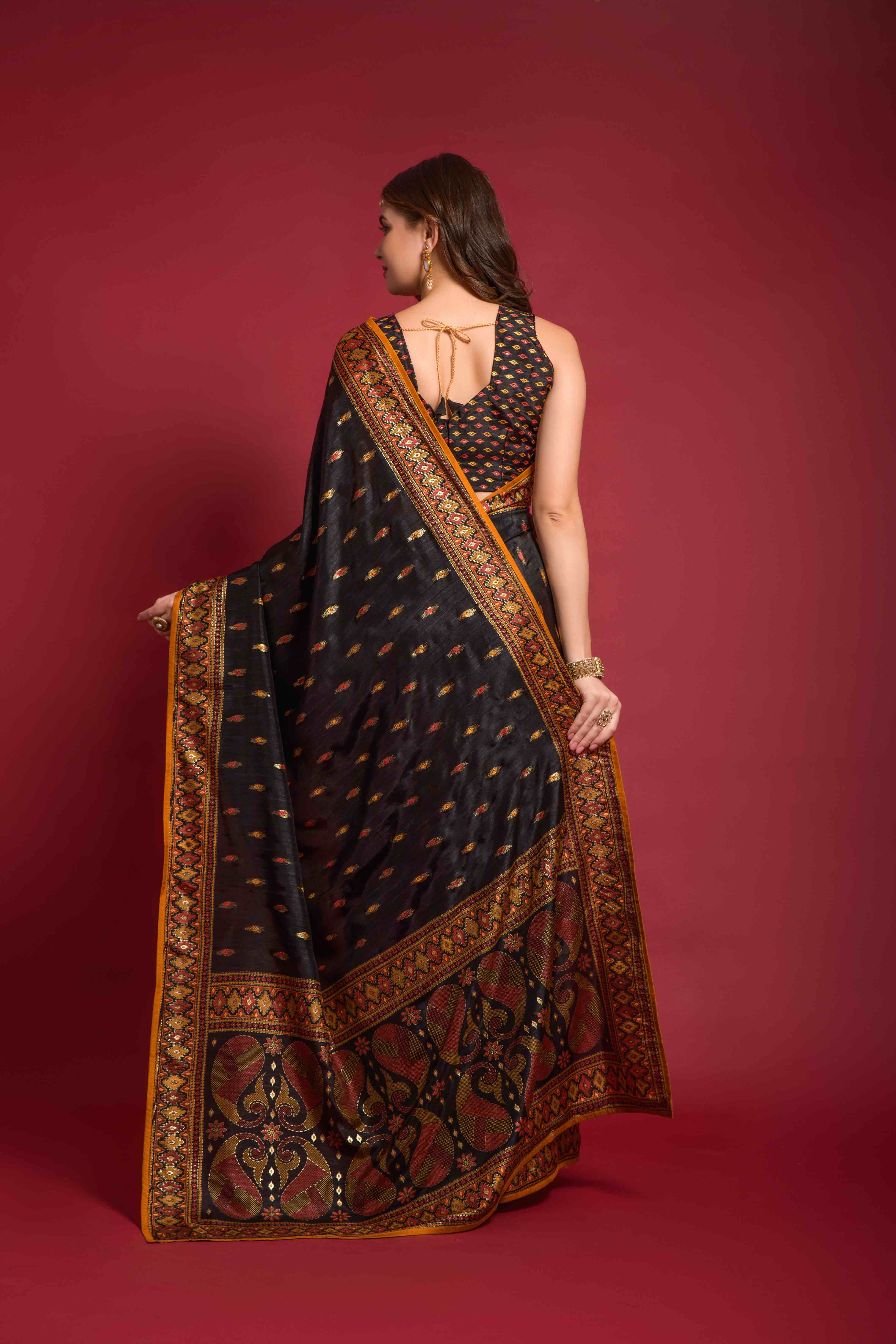 Soft Silk Print Embroidery Saree