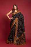 Soft Silk Print Embroidery Saree