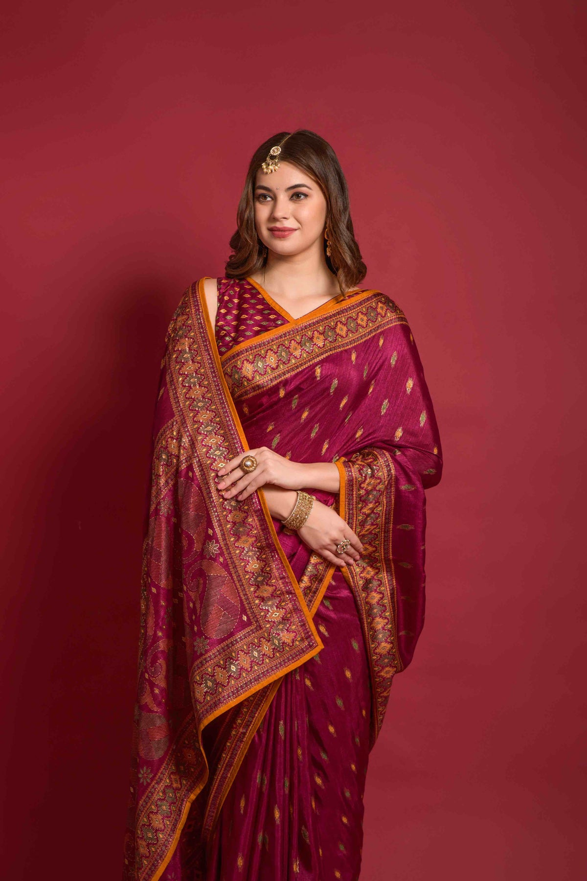 Soft Silk Print Embroidery Saree