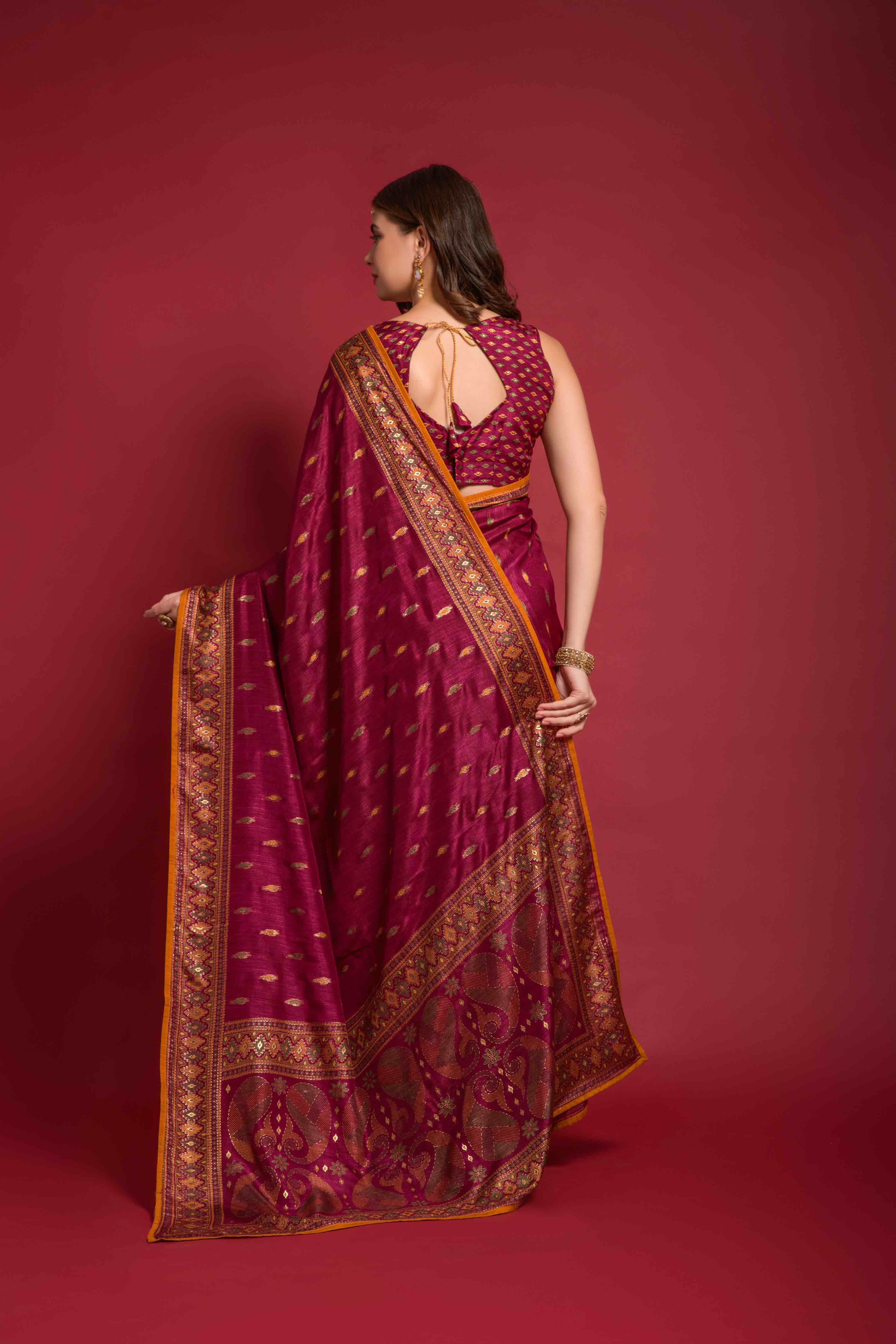 Soft Silk Print Embroidery Saree