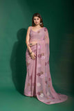 Faux Georgette Rose Sequence Saree