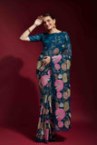 Faux Georgette Flower Sequence Saree