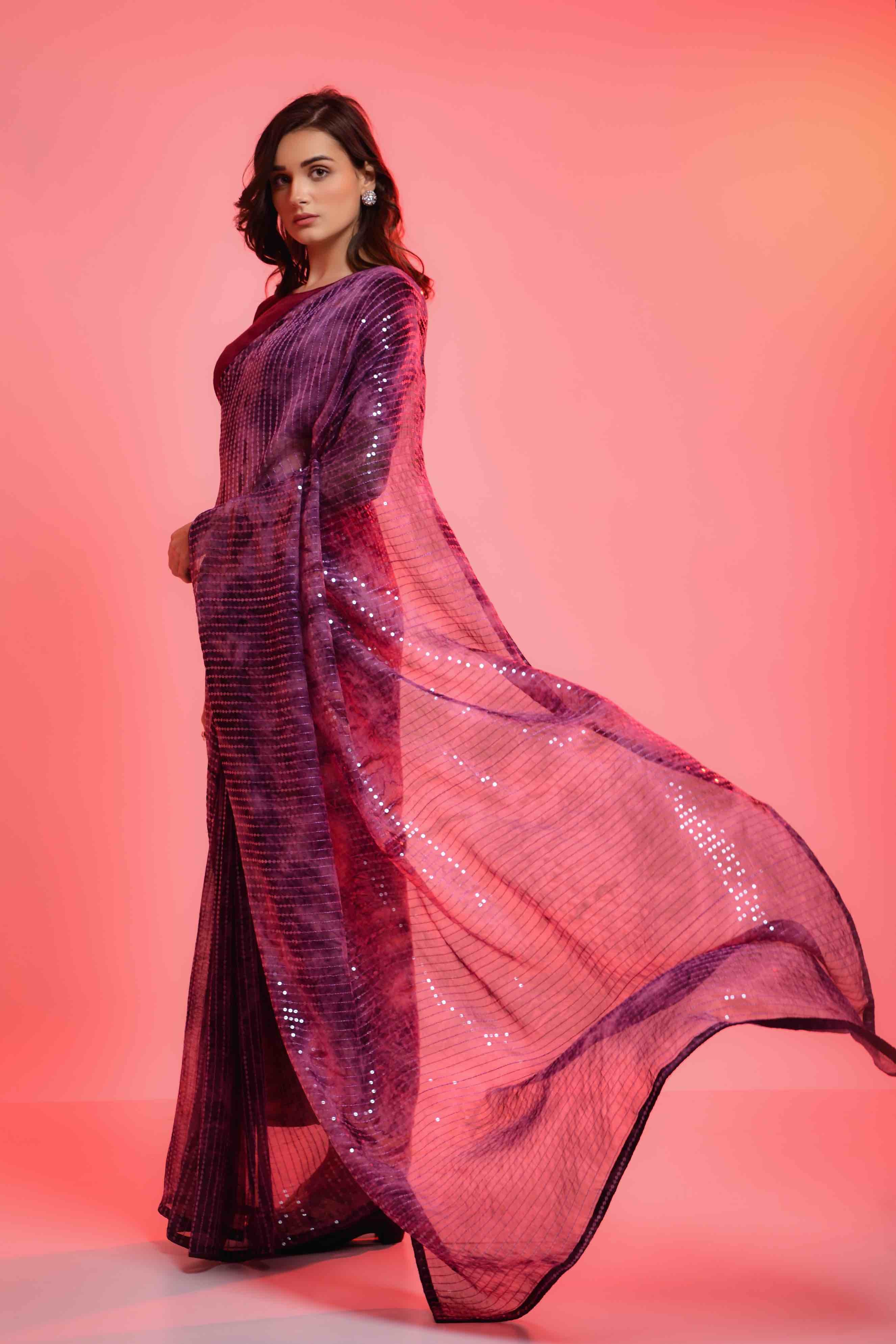 Prizam Sequence Strip Chiffon Saree