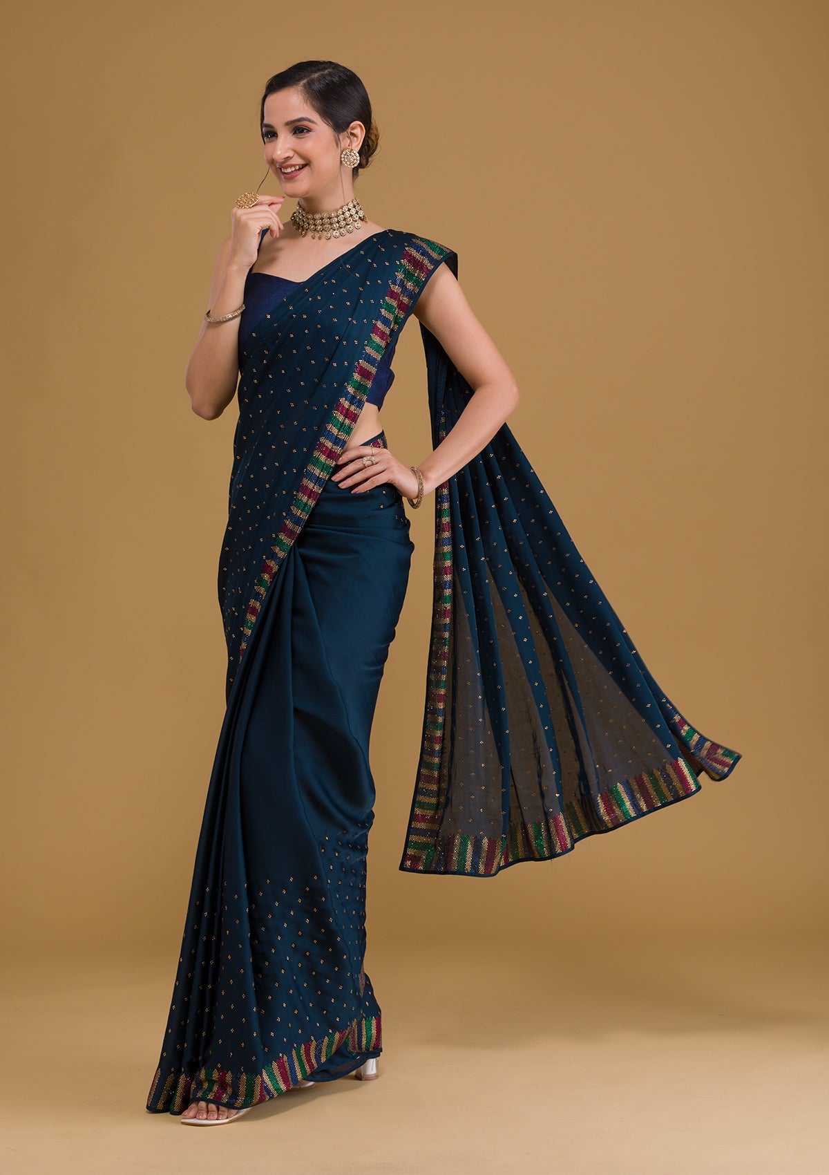 Faux Georgette Sequence Work Saree