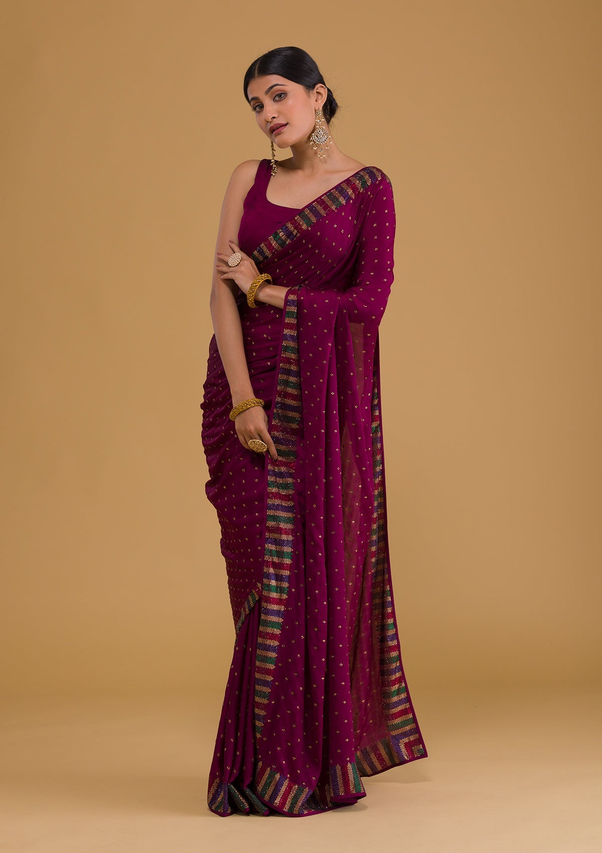 Faux Georgette Sequence Work Saree