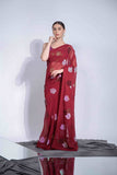 Faux Georgette Rose Sequence saree