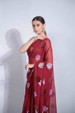 Faux Georgette Rose Sequence saree