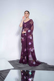 Faux Georgette Rose Sequence saree