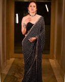 Faux Georgette Mirror Strip Saree