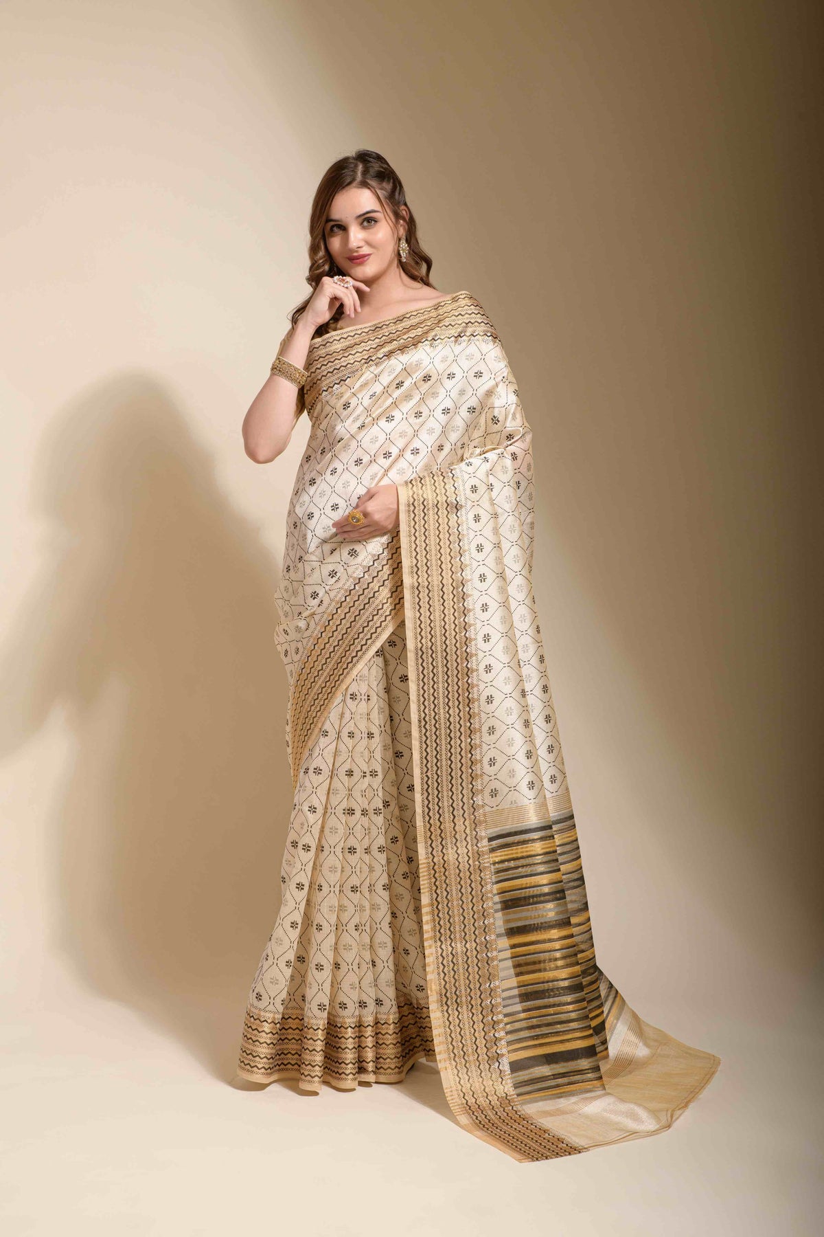 Assam Silk Hand Block Weaving Saree