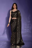 Faux Georgette Cheetah Sequence Embroidery Saree