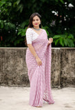 Silver chiffon lahriya Saree