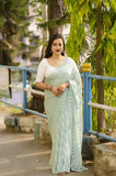 Silver Chiffon Saree with Zari Weaving Laheriya