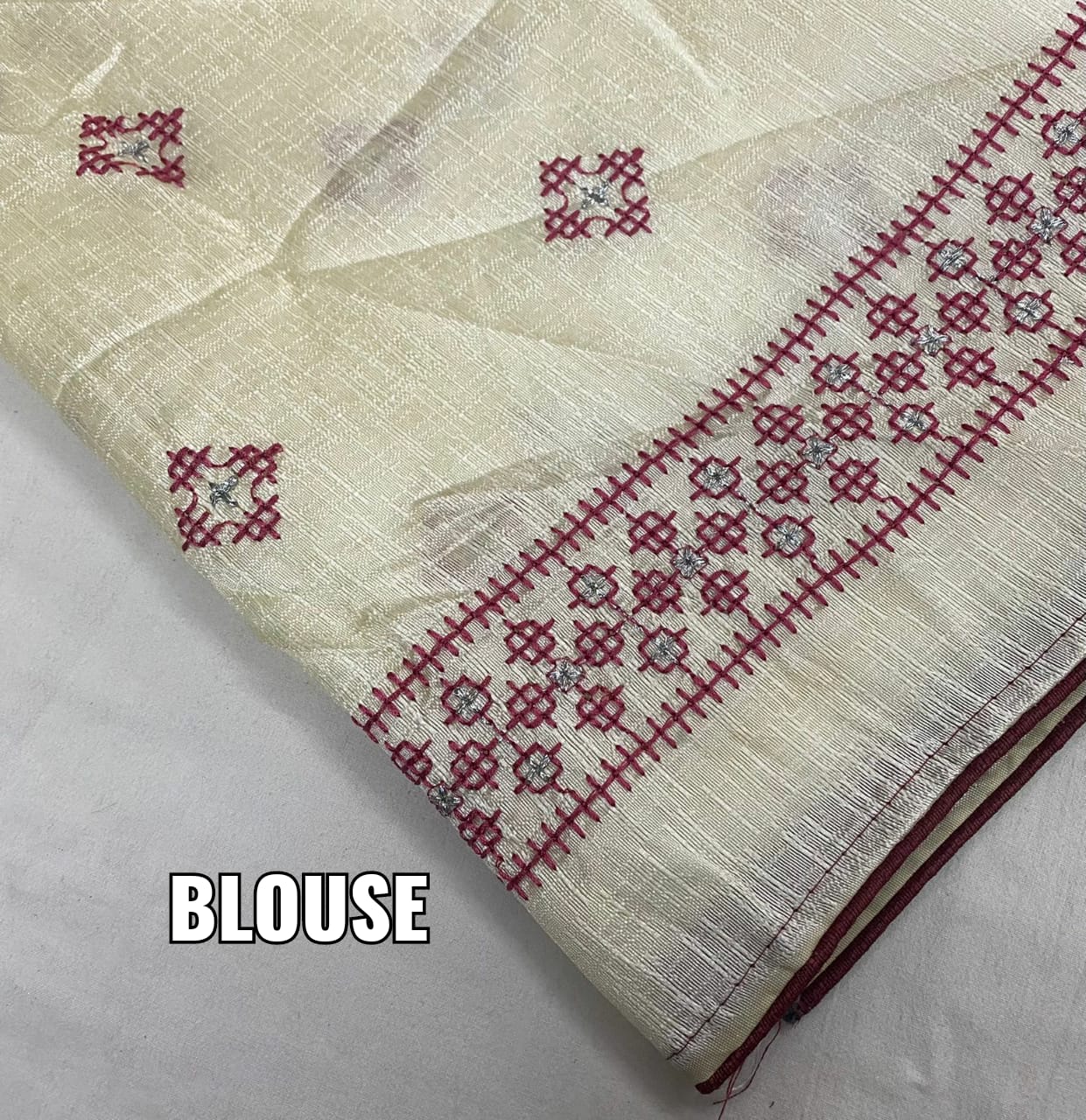 Linen Bandhej Print Embroidery Saree