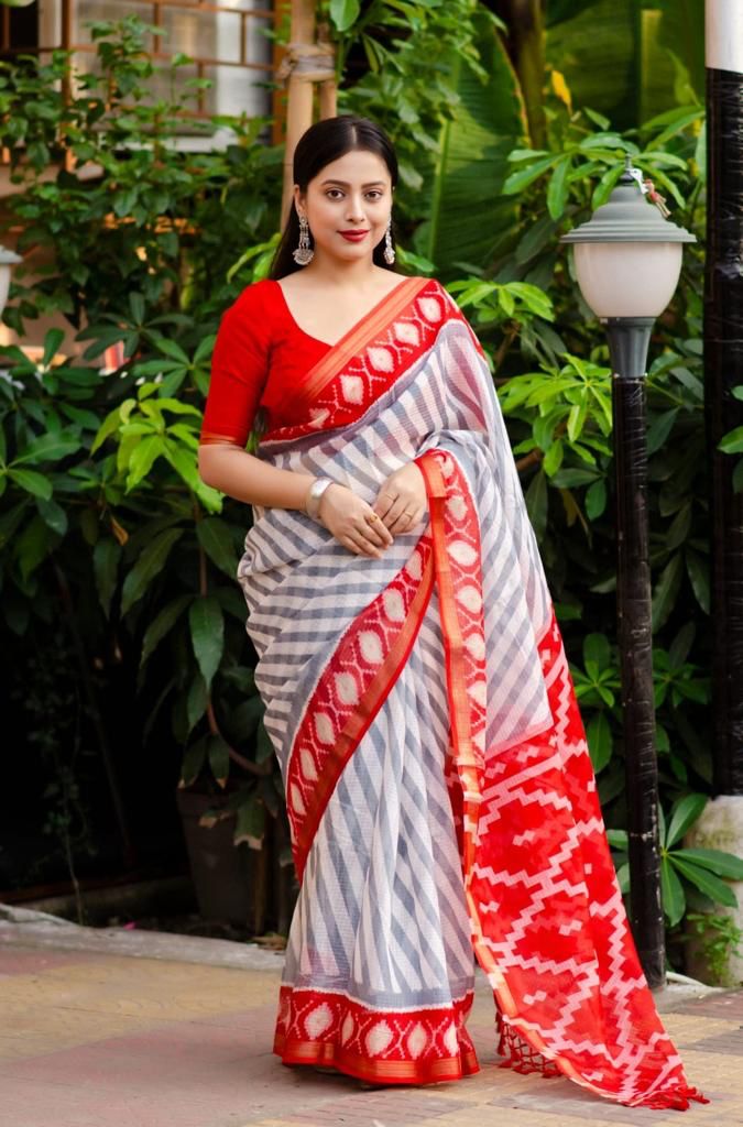 Kota Doria printed saree