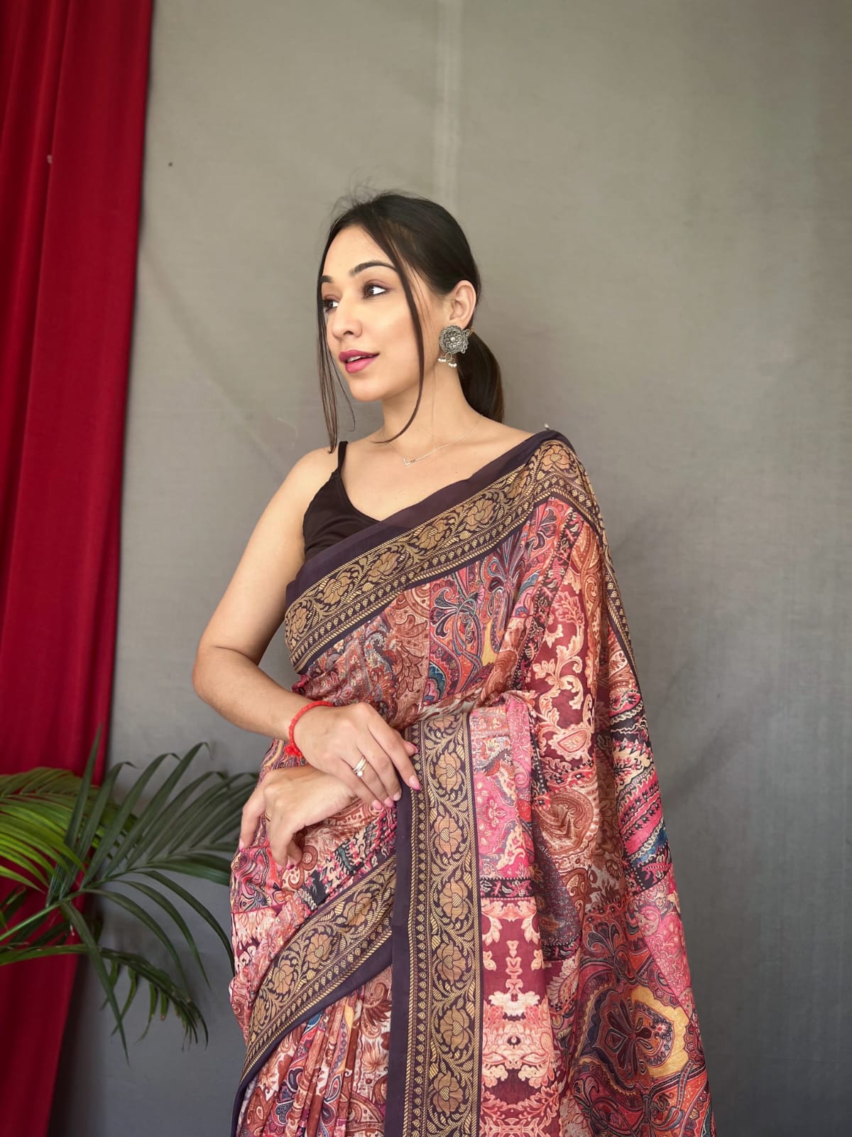 Cotton Floral Print Digital Saree