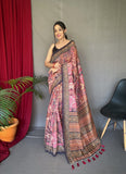 Cotton Floral Print Digital Saree