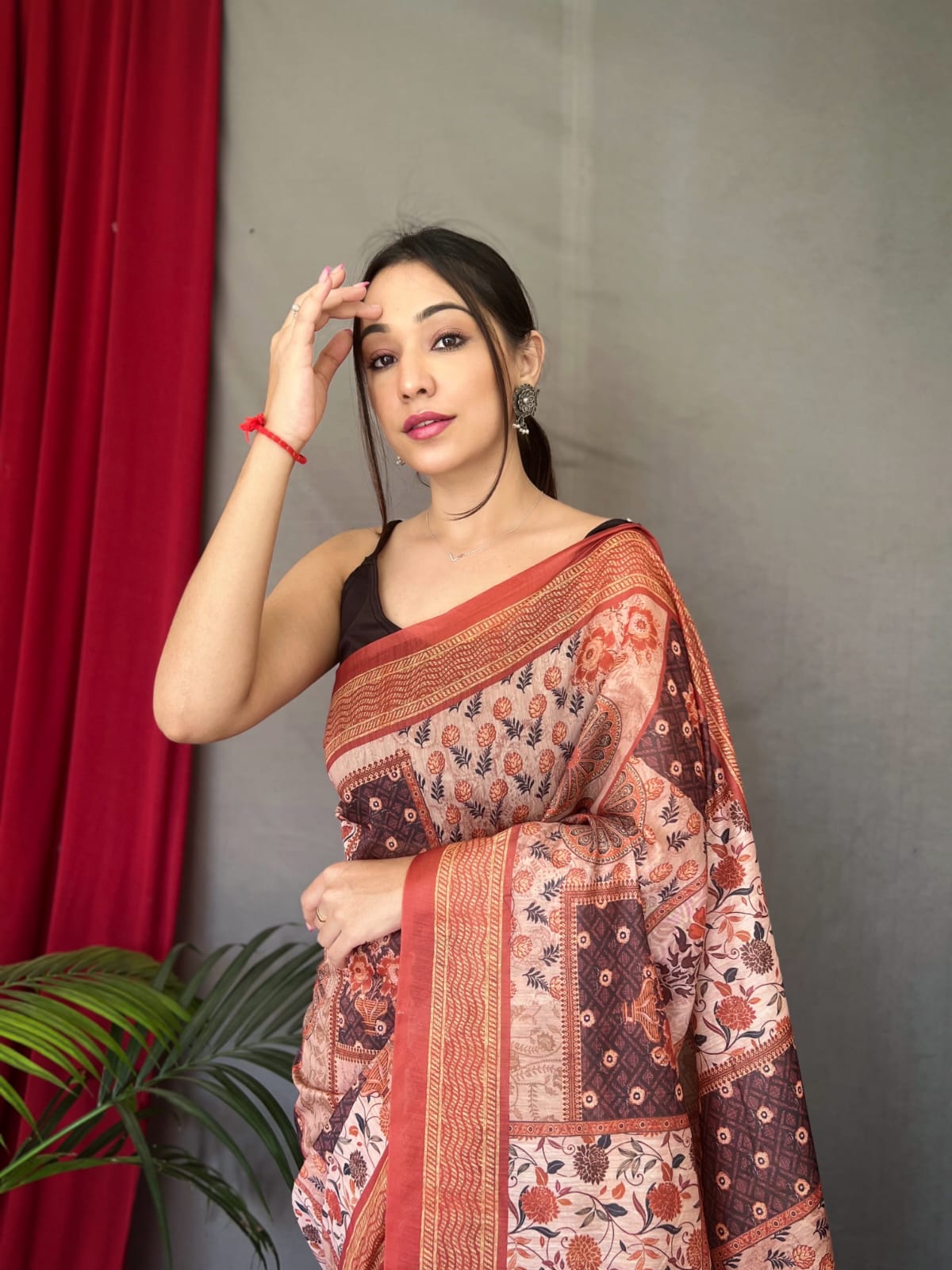 Cotton Floral Print Digital Saree