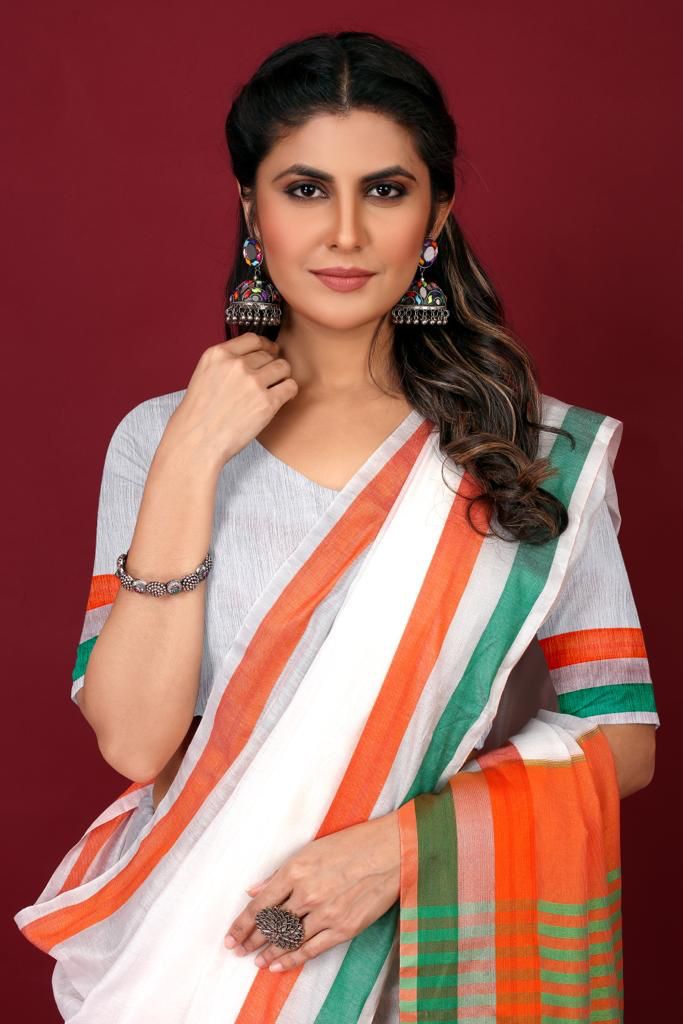 India flag Cotton Saree