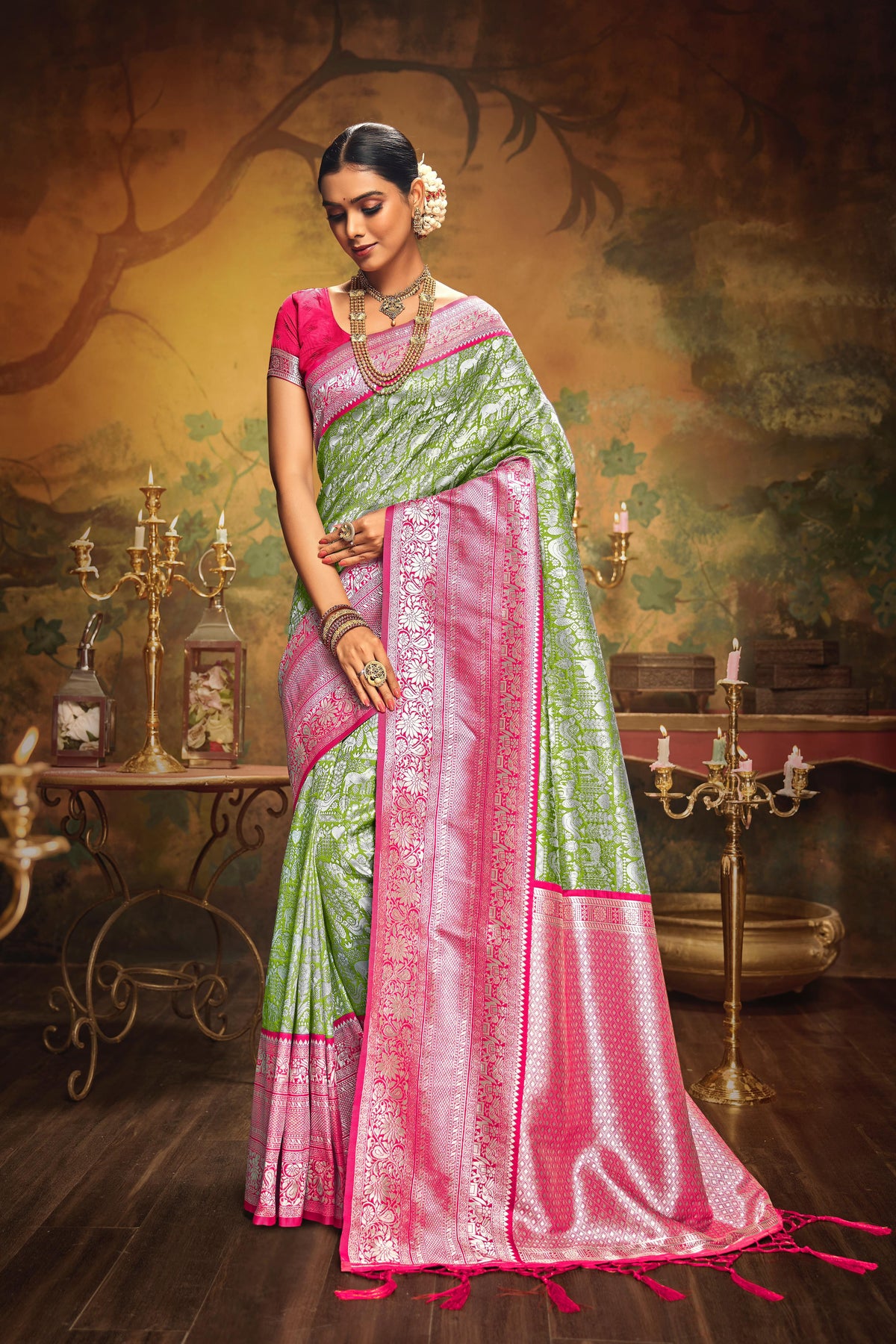 Kanjivaram Soft Silk Saree With Silk Blouse