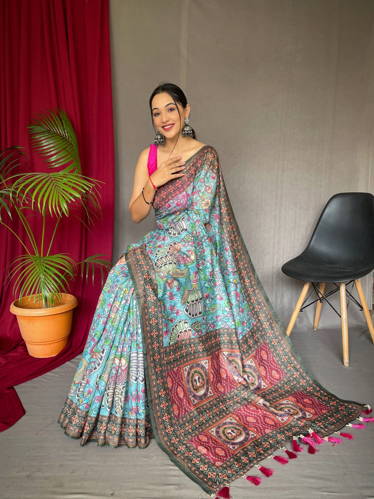 Malai Cotton Kalamkari Weaving Saree