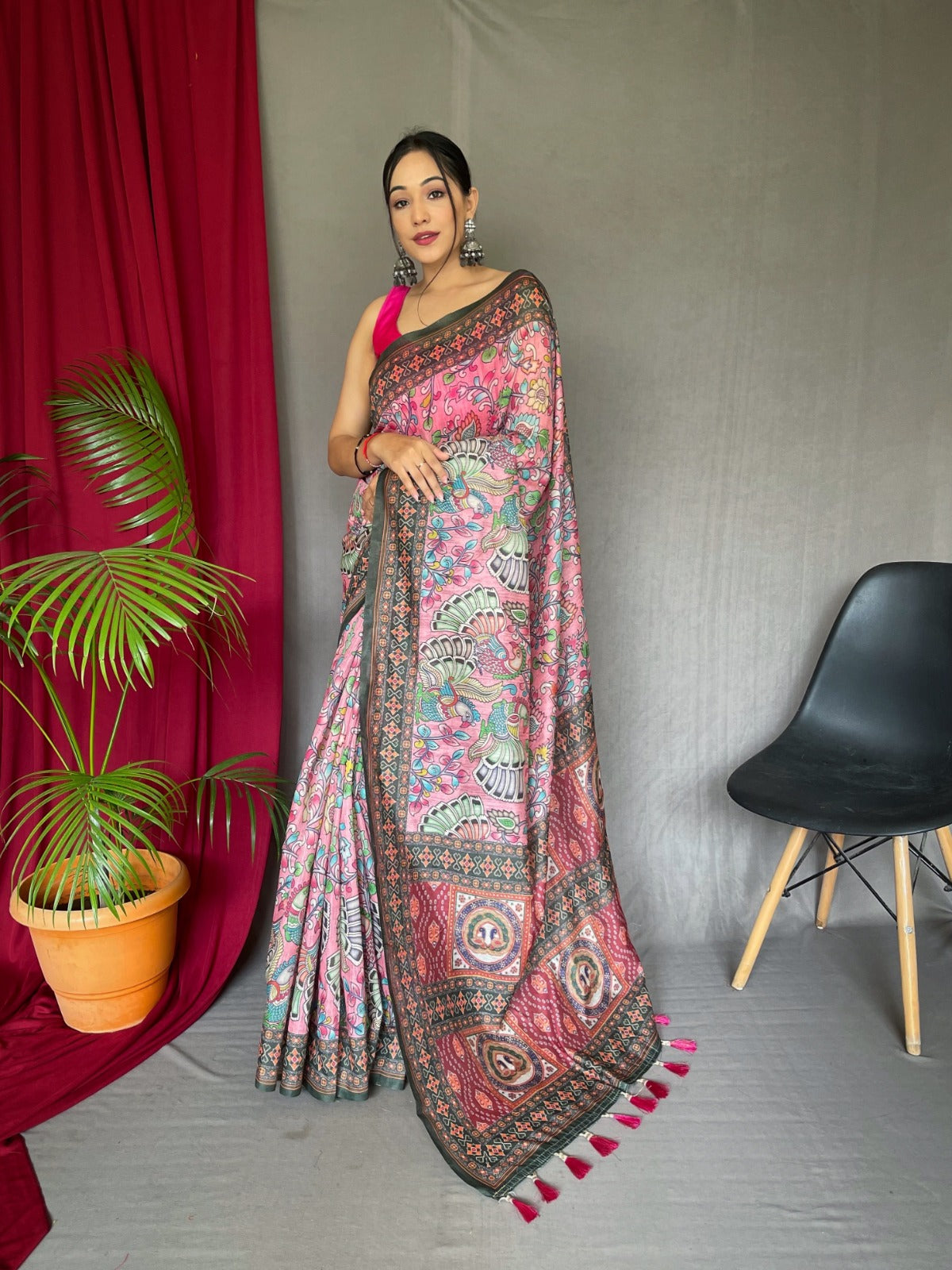 Malai Cotton Kalamkari Weaving Saree