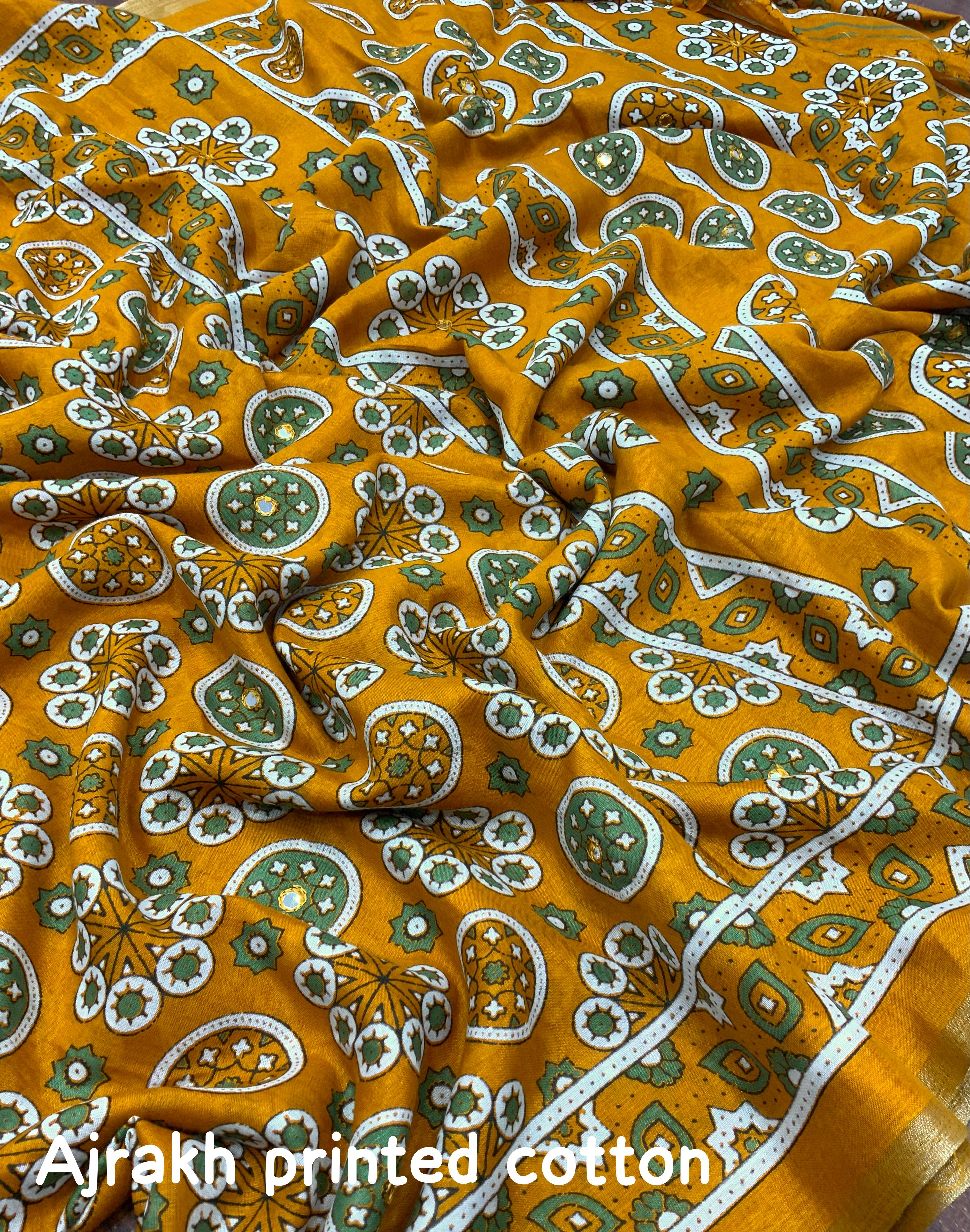 Ajrakh Print Cotton Saree