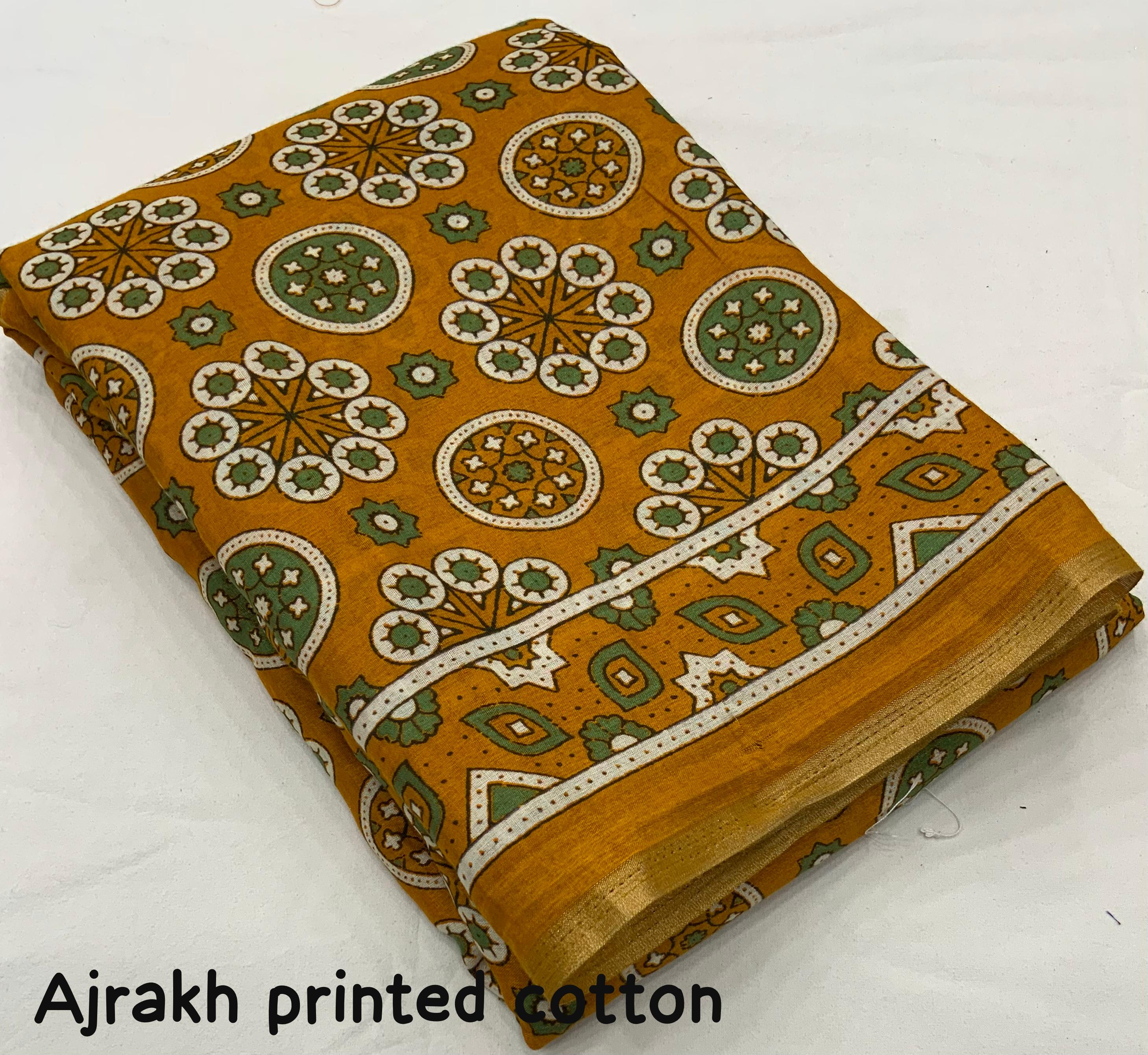 Ajrakh Print Cotton Saree