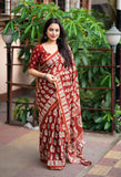 Ajrakh Print Cotton Saree