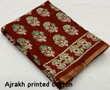 Ajrakh Print Cotton Saree