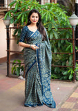 Ajrakh Print Cotton Saree