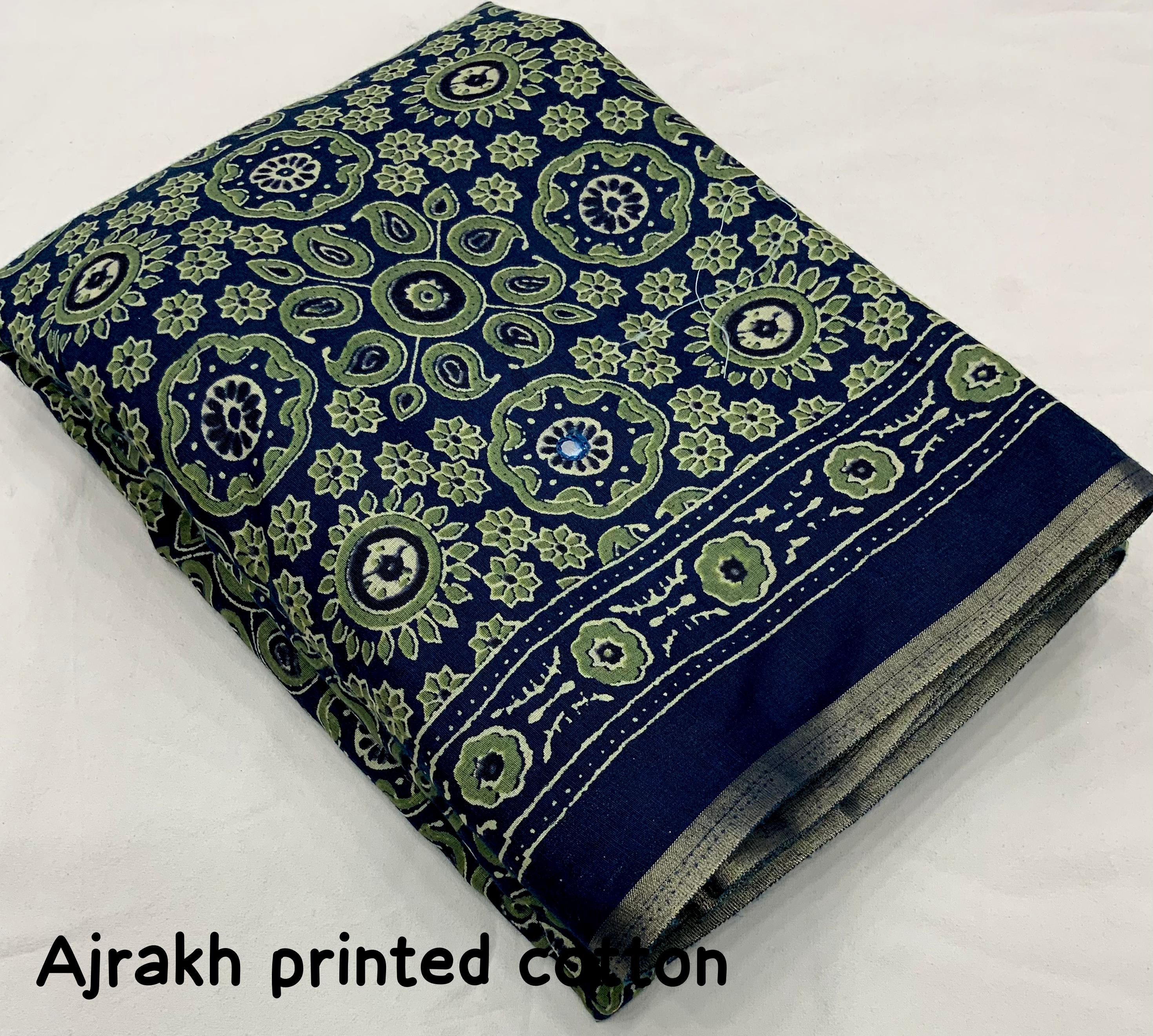 Ajrakh Print Cotton Saree