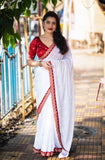 Solt georgette Durga pooja saree With Silk Blouse