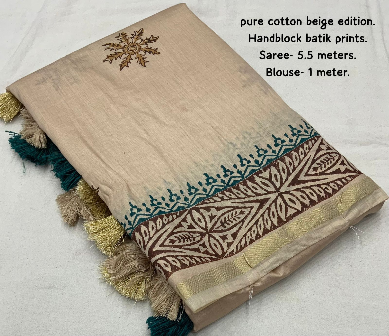 Soft Pure Cotton Batik print With Weaving Boarder